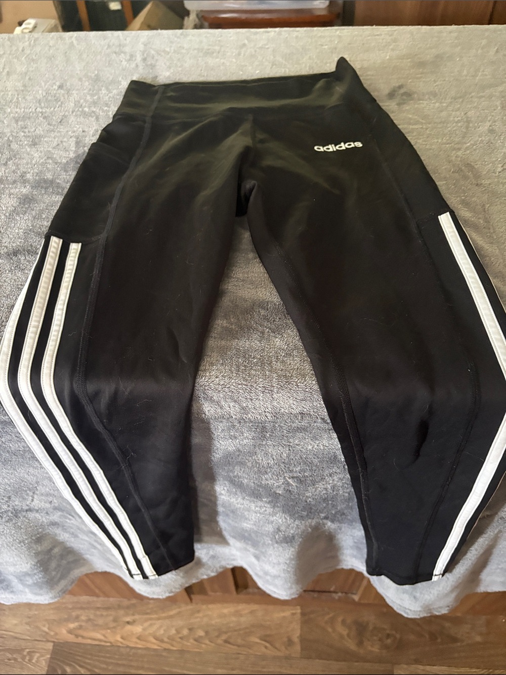 adidas Black Track Pants with White Triple-Stripe Detail